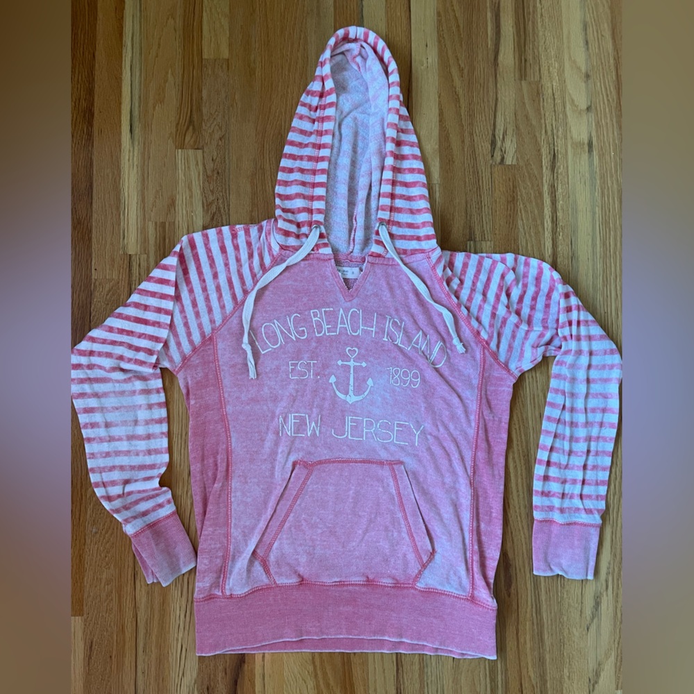 Ocean Drive - LBI Pink Striped Women's Hoodie